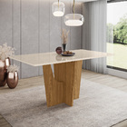 Mesa De Jantar Retangular Kelly 160 Cm Nature E Off White Com