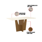 Mesa De Jantar Retangular Kelly 160 Cm Nature E Off White Com