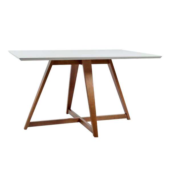 Mesa De Jantar Retangular Kindon I Off White E Castanho 135 Cm