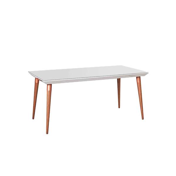 Mesa De Jantar Retangular Liv Branca E Natural 160 Cm