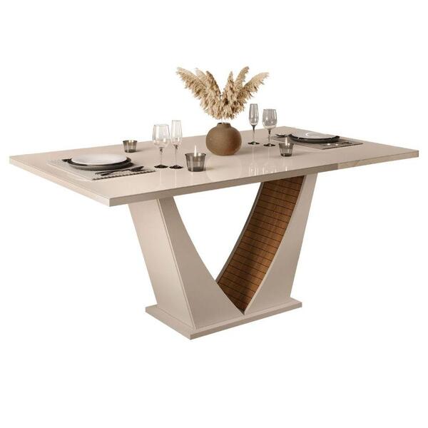 Mesa De Jantar Retangular Lucy 170 Cm Reto Creme Carvalho Dj