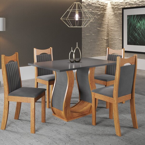 Mesa De Jantar Retangular Meiry 1,20x80 Com 4 Cadeiras Dalas