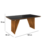 Mesa De Jantar Retangular Mia 160x90 Cm Preto Com Base De Mad