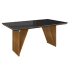Mesa De Jantar Retangular Mia 160x90 Cm Preto Com Base De Mad