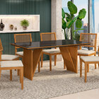 Mesa De Jantar Retangular Mia 160x90 Cm Preto Com Base De Mad