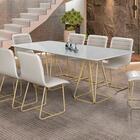 Mesa De Jantar Retangular Milão Off White 2m Com Base Metal D