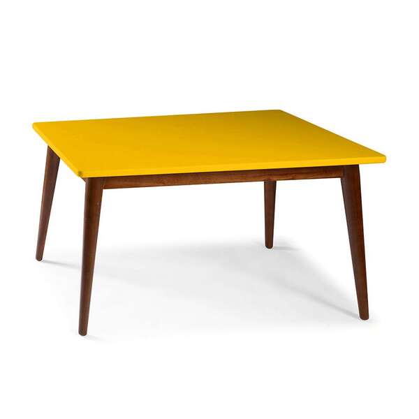 Mesa De Jantar Retangular Novita Cacau E Amarela 140 Cm