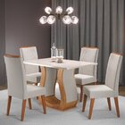 Mesa De Jantar Retangular Nubia Com 4 Cadeiras Madeira Maciça