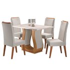 Mesa De Jantar Retangular Nubia Com 4 Cadeiras Madeira Maciça