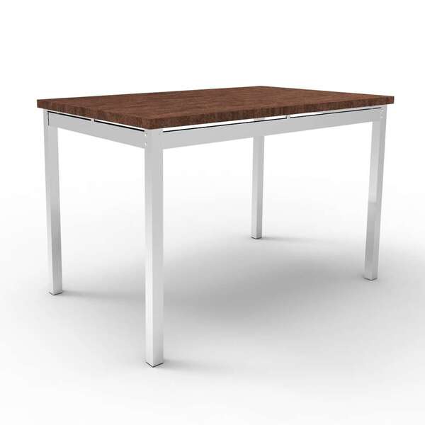Mesa De Jantar Retangular Riviera Cromada E Castanho 120 Cm