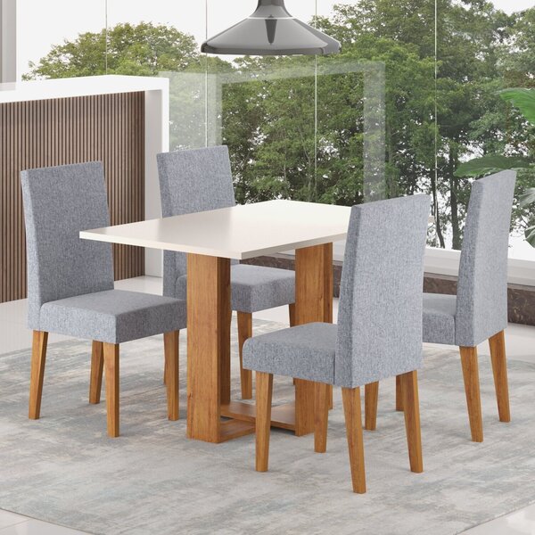 Mesa De Jantar Retangular Romantic 120x80cm Com 4 Cadeiras Ve