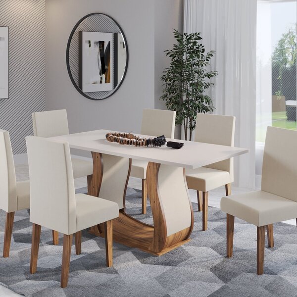 Mesa De Jantar Retangular Royale Com 6 Cadeiras Venus