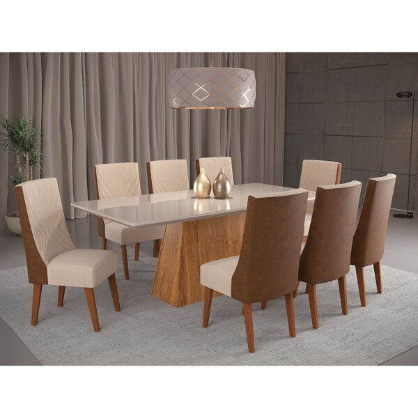 Mesa De Jantar Retangular Splendore Com 8 Cadeiras Madeira Ma