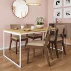 Mesa De Jantar Retangular Stanford Natural E Branca 160 Cm