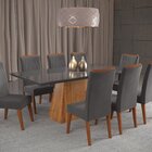 Mesa De Jantar Retangular Sylk Com 8 Cadeiras Madeira Maciça