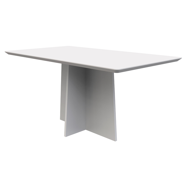 Mesa De Jantar Retangular Tampo Com Vidro Angra 160 Cm Off Wh