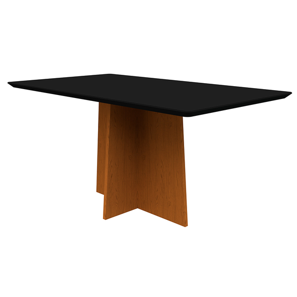 Mesa De Jantar Retangular Tampo Com Vidro Angra 160 Cm Preto