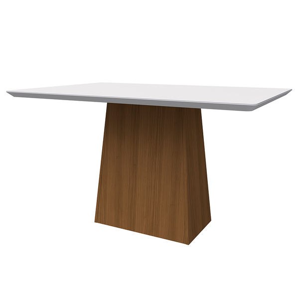 Mesa De Jantar Retangular Tampo Com Vidro Bella 135 Cm Off Wh