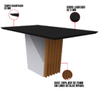 Mesa De Jantar Retangular Tampo Com Vidro Lita 160 Cm Preto B