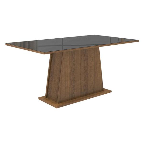 Mesa De Jantar Retangular Tampo De Vidro Rustic/preto 5364 Ma