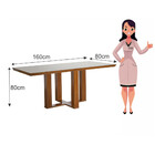 Mesa De Jantar Retangular Tampo Mdf E Vidro 160cm Lottus