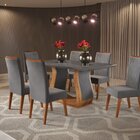 Mesa De Jantar Retangular Wanda Com 6 Cadeiras Madeira Maciça