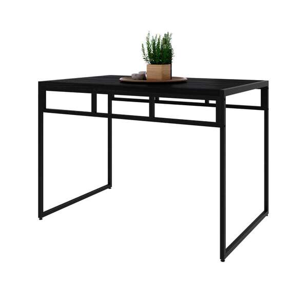 Mesa De Jantar Retangular Wooden Ônix E Preta