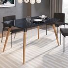 Mesa De Jantar Retrô Pés Palito 90x140cm Tampo Vidro Valentin