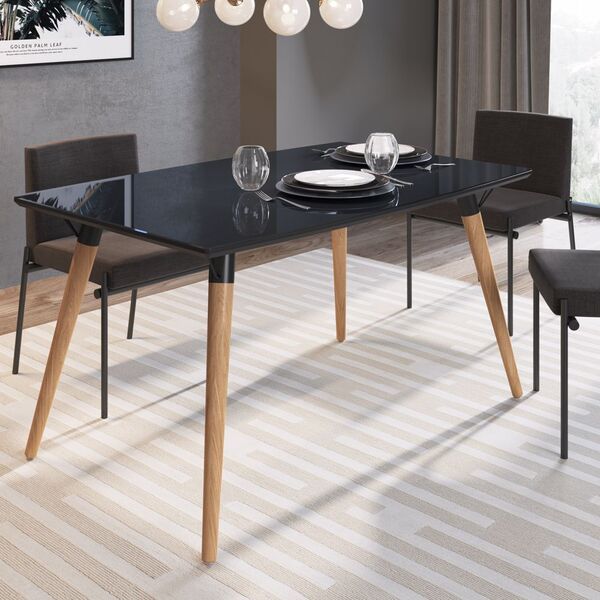 Mesa De Jantar Retrô Pés Palito 90x140cm Tampo Vidro Valentin