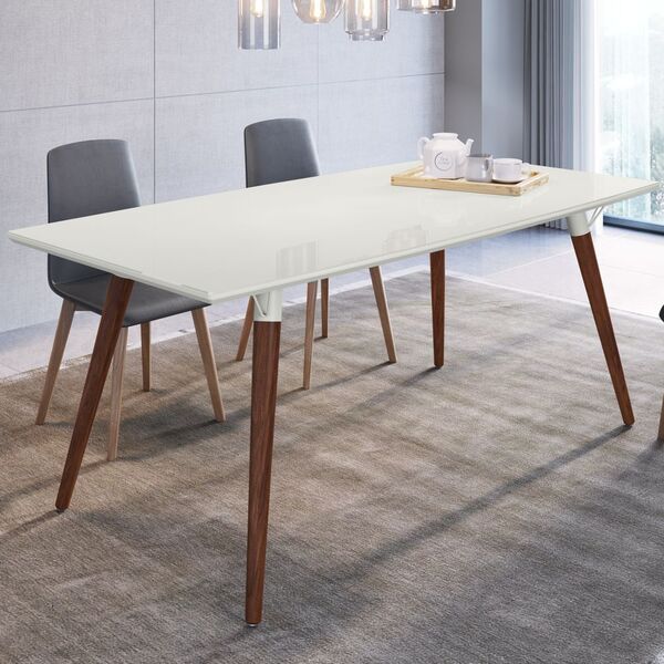 Mesa De Jantar Retrô Pés Palito 90x180cm Tampo Vidro Valentin