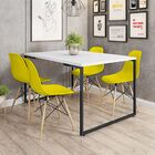 Mesa De Jantar Rivera Industrial Branco F01 Com 04 Cadeiras E