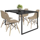 Mesa De Jantar Rivera Industrial Preto F01 Com 04 Cadeiras Ei