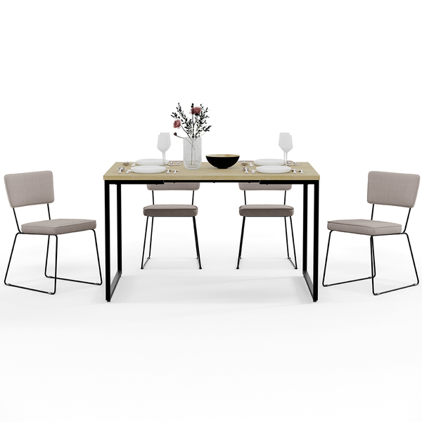 Mesa De Jantar Rivera Nature 136cm Com 04 Cadeiras Allana Bas