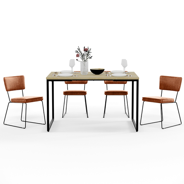 Mesa De Jantar Rivera Nature 136cm Com 4 Cadeiras Allana Base