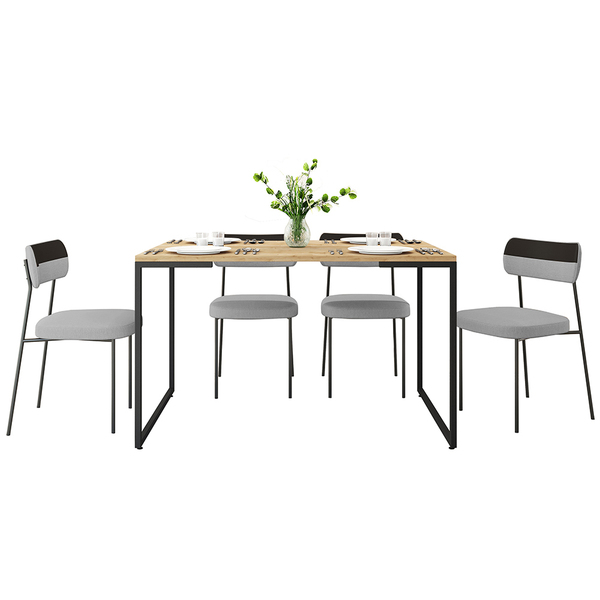 Mesa De Jantar Rivera Nature F01 Com 4 Cadeiras Melina Linho