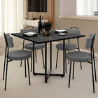 Mesa De Jantar Rivera Preto 90cm Com 04 Cadeiras Industrial B