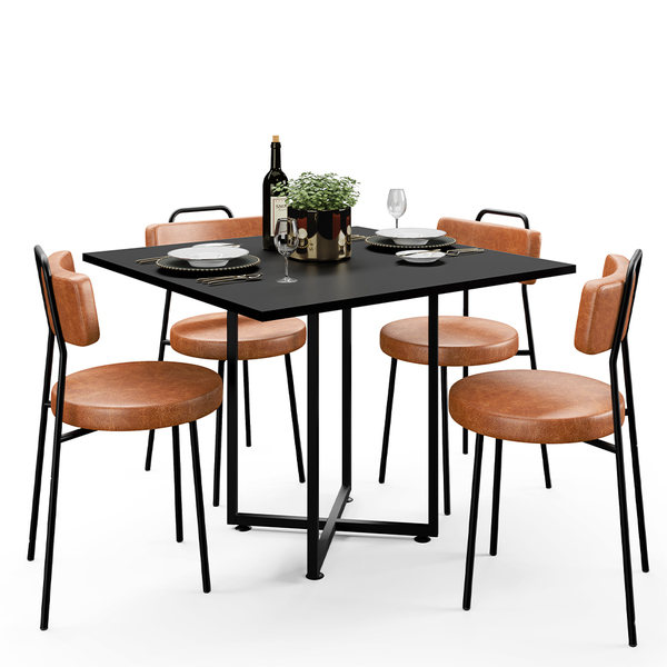 Mesa De Jantar Rivera Preto 90cm Com 04 Cadeiras Industrial B