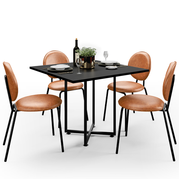 Mesa De Jantar Rivera Preto 90cm Com 04 Cadeiras Industrial É