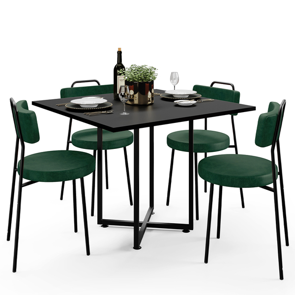 Mesa De Jantar Rivera Preto 90cm Com 06 Cadeiras Industrial B