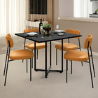 Mesa De Jantar Rivera Preto 90cm Com 06 Cadeiras Industrial M