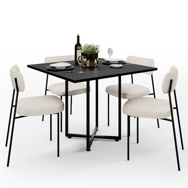 Mesa De Jantar Rivera Preto 90cm Com 06 Cadeiras Industrial M