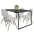 Mesa De Jantar Rivera Preto F01 Com 04 Cadeiras Eiffel Charle
