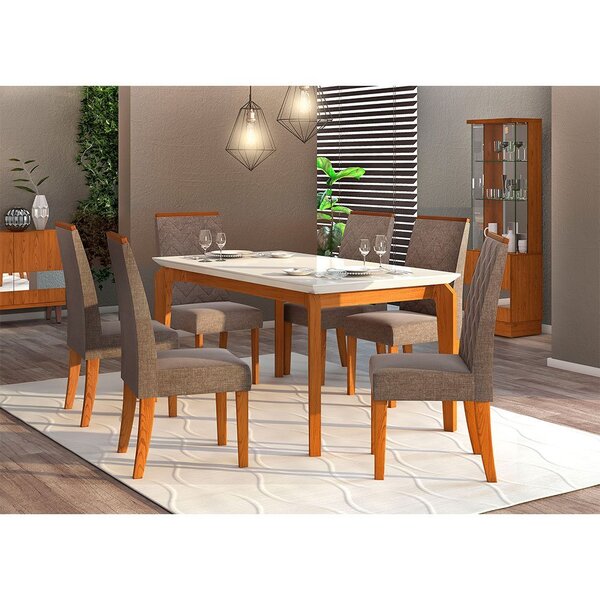 Mesa De Jantar Rouge 1700x900 Com 6 Cadeiras Áurea Dj Móveis