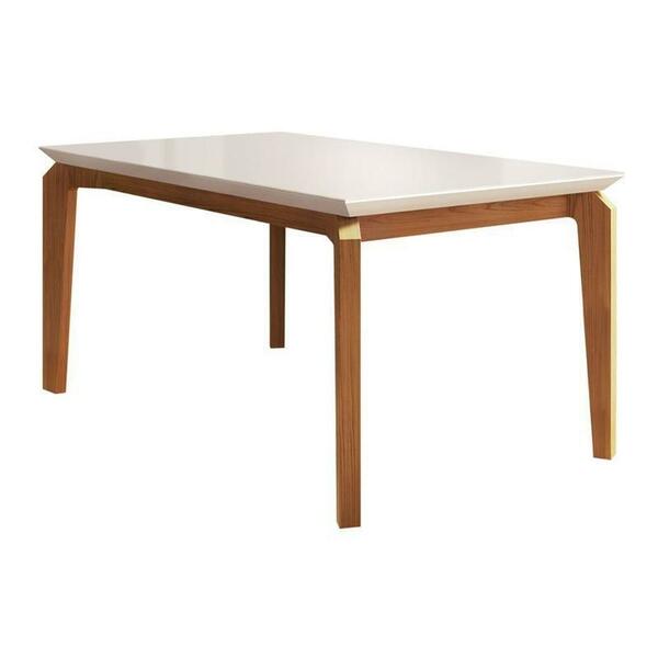 Mesa De Jantar Rouge Tampo De Madeira Chanfrado Com Vidro Dj