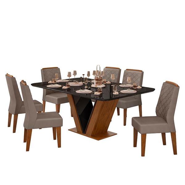 Mesa De Jantar Rute Com 6 Cadeiras Lidia - Pr Móveis