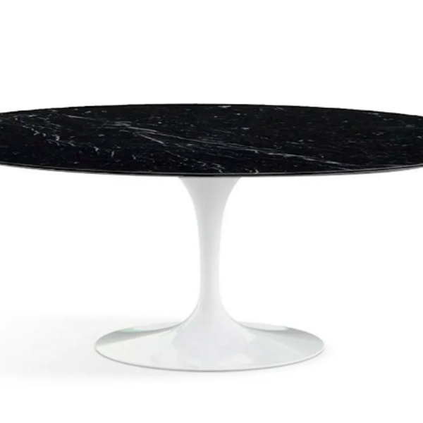 Mesa De Jantar Saarinen Oval 160x90 Cm Mármore Nero - Branco