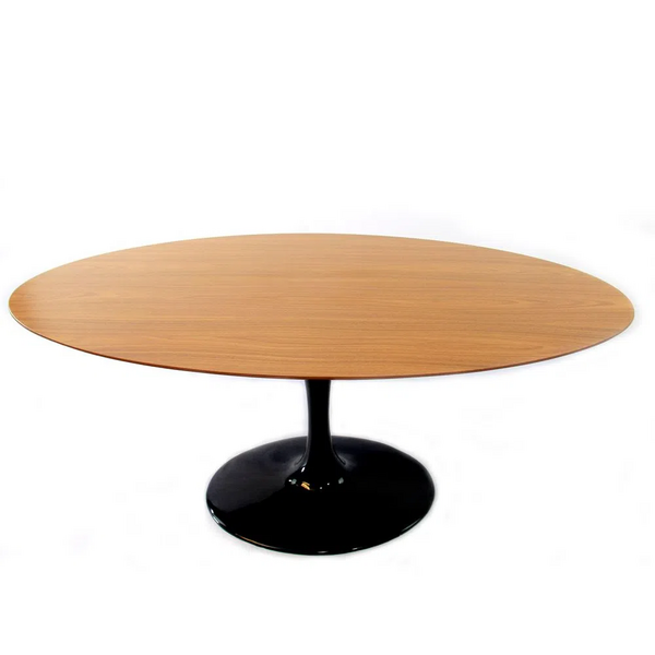 Mesa De Jantar Saarinen Oval 160x90cm  Base Laca Tampo Madeir