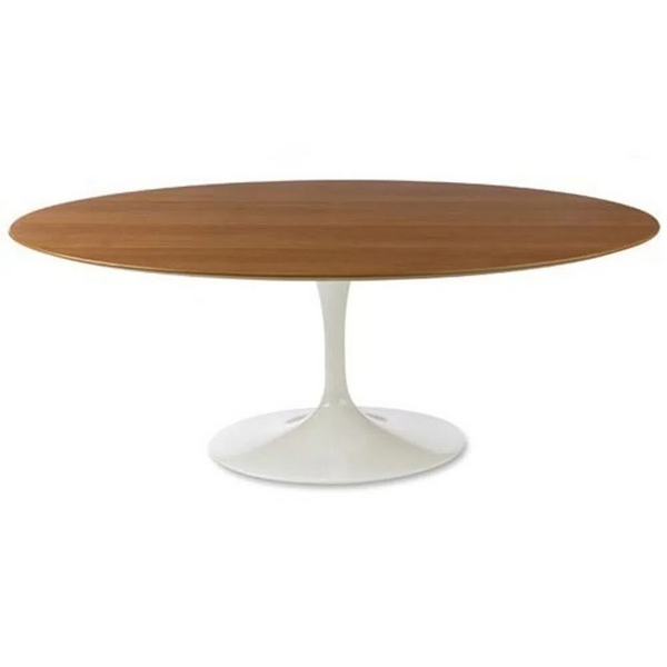 Mesa De Jantar Saarinen Oval 160x90cm  Base Laca Tampo Madeir