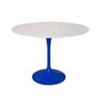 Mesa De Jantar Saarinen Redonda 160 Cm Tampo Laca Branca Base