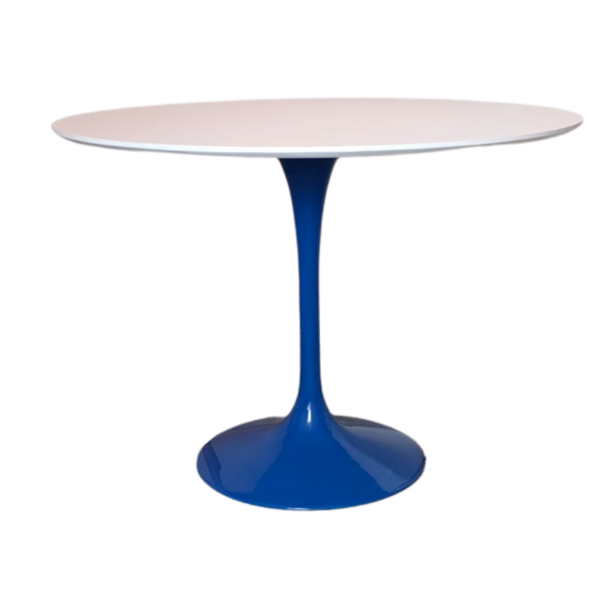 Mesa De Jantar Saarinen Redonda 160 Cm Tampo Laca Branca Base